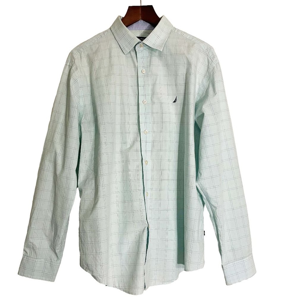 NAUTICA Window Pane Plaid Classic Fit Long Sleeve Shirt 16 1/2 34/35
